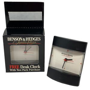 Vintage 1991 Benson and Hedges Cigarettes Desk Clock Tobacciana Promotional